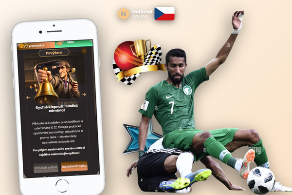 National Casino free spiny jako součást uvítacího balíčku na displeji mobilu