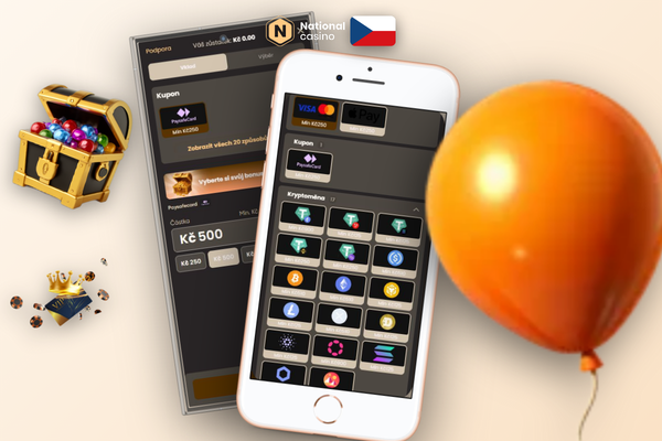 Výběr sítě TRC-20 nebo ERC-20 při krypto vkladu v National Casino