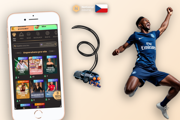 Starší smartphone s webovou verzí National Casino v mobilním prohlížeči na stole