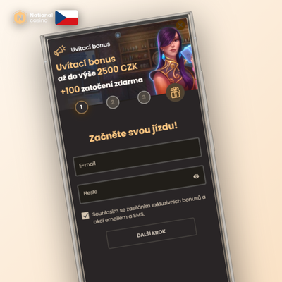 Výběr metody přihlášení v National Casino – e-mail, Google nebo Facebook